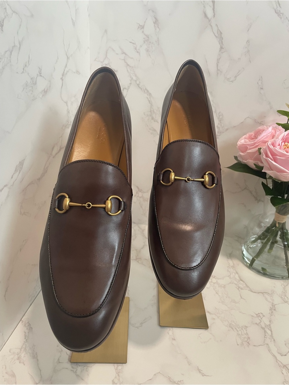 Rare Size 42! Gucci Jordaan Horsebit Loafers in Dark Brown Leather